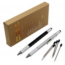 2PCS PACK 6 in 1 Screwdriver Tool Pen (Black and Silver)